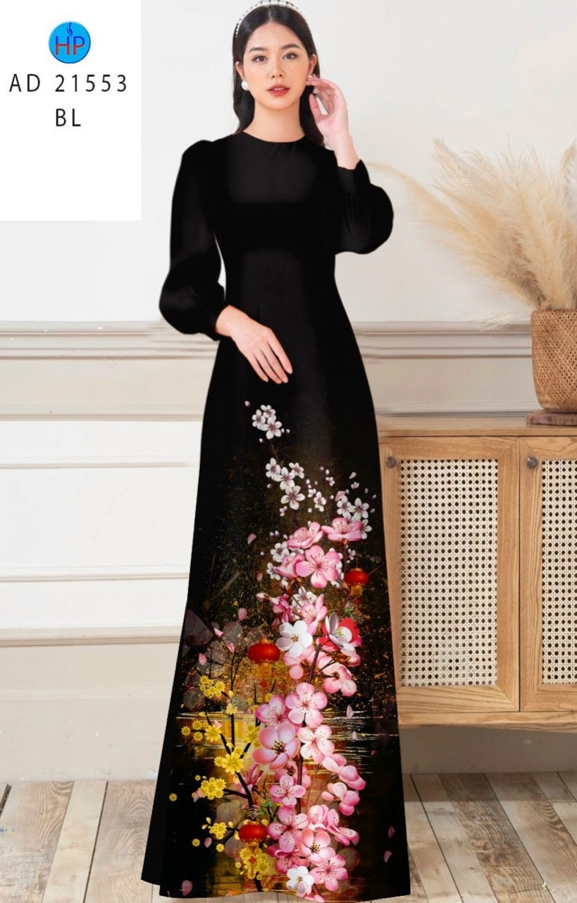 Vải áo dài hoa đào ad 21553 - Ảnh 4