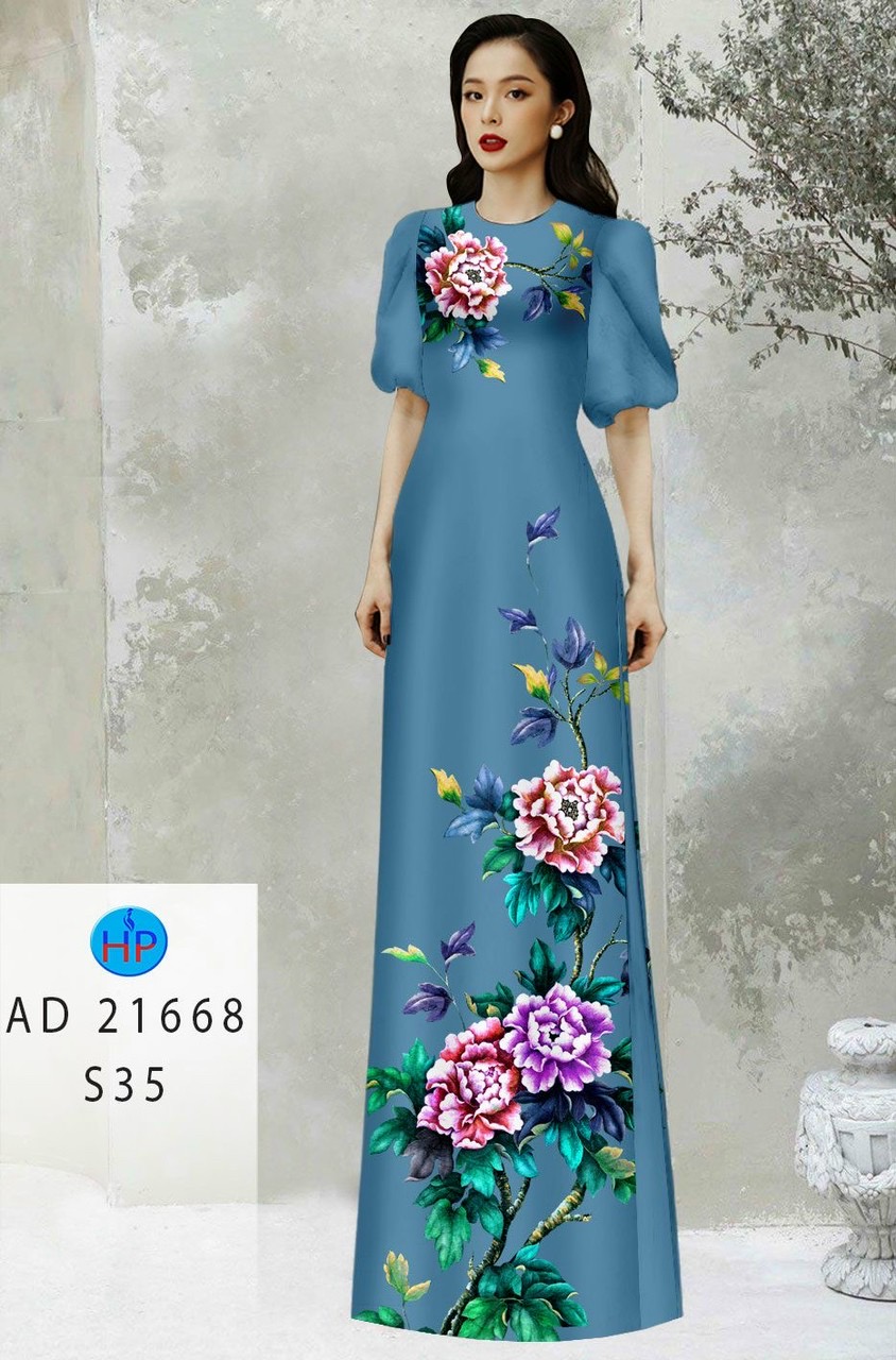 Vải áo dài hoa mẫu đơn ad 21668 - Ảnh 11