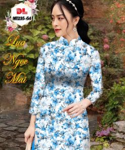 Vải áo dài hoa nguyên áo dlmt-235