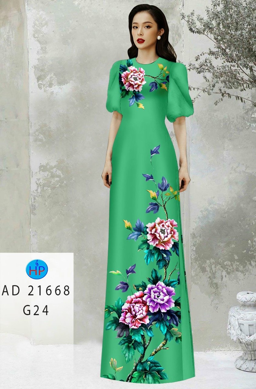 Vải áo dài hoa mẫu đơn ad 21668 - Ảnh 6