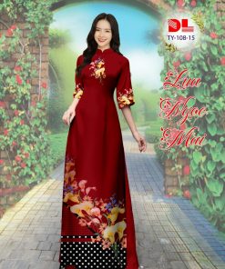 Vải áo dài bi và hoa dlty-108