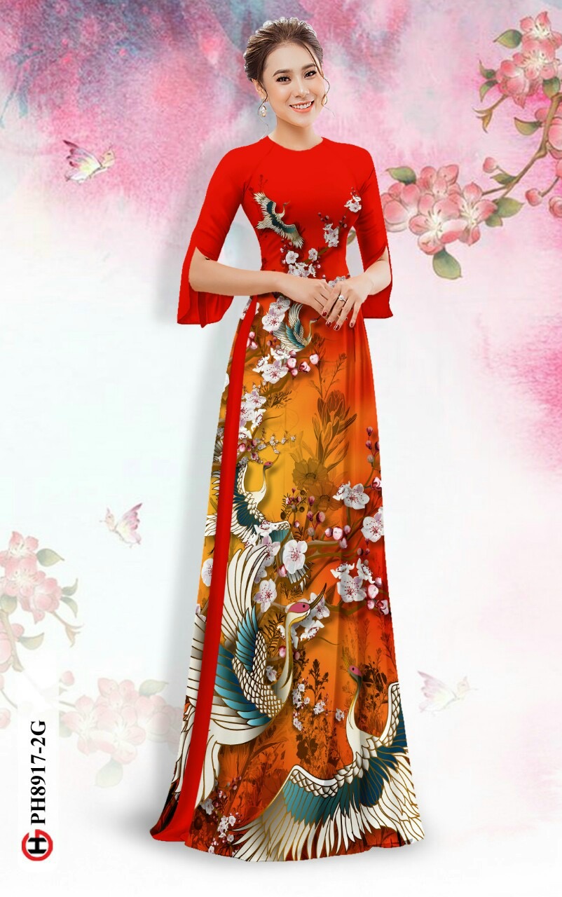 Vải áo dài hoa và chim ph8917 - Ảnh 5
