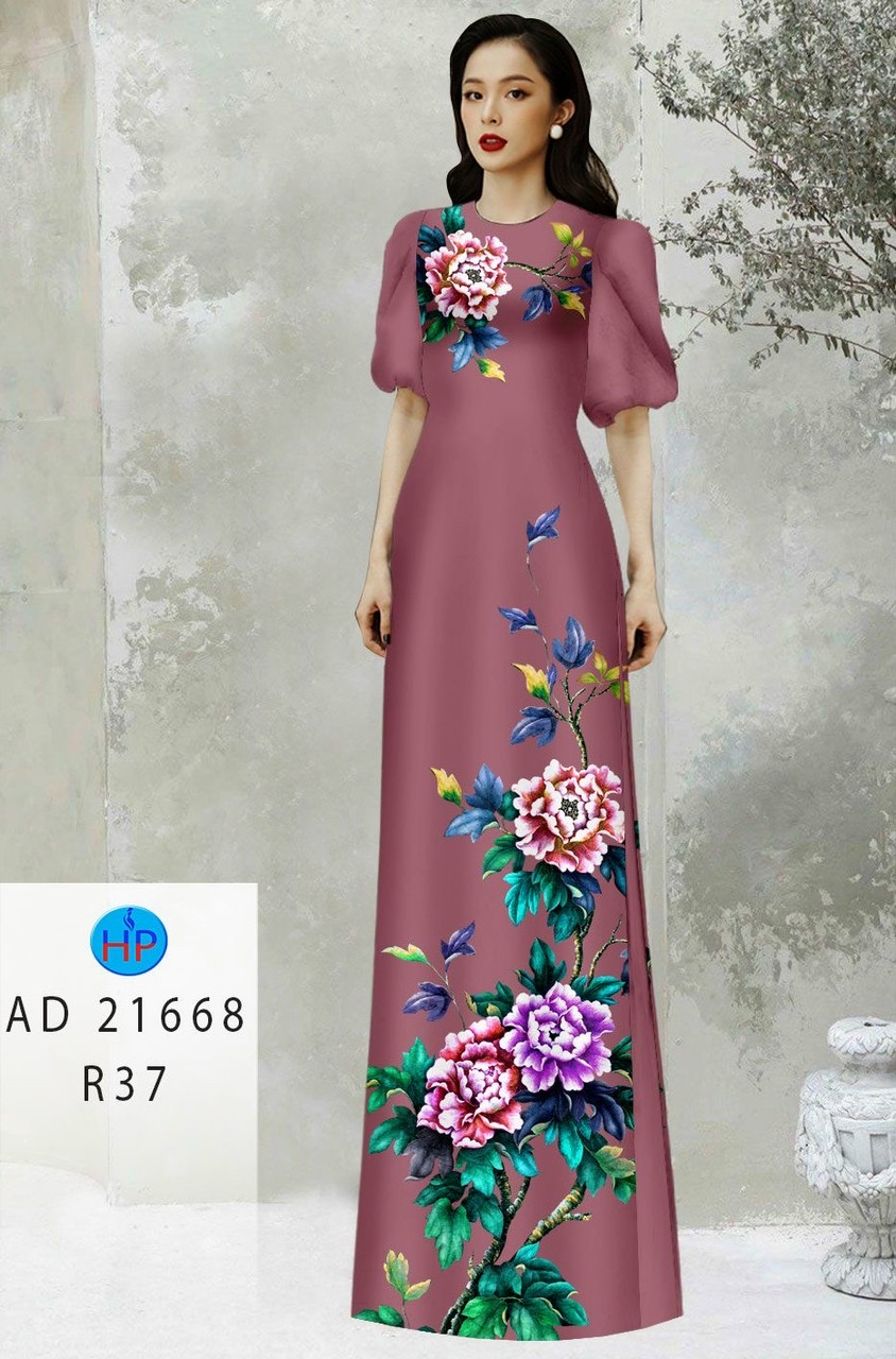 Vải áo dài hoa mẫu đơn ad 21668 - Ảnh 16