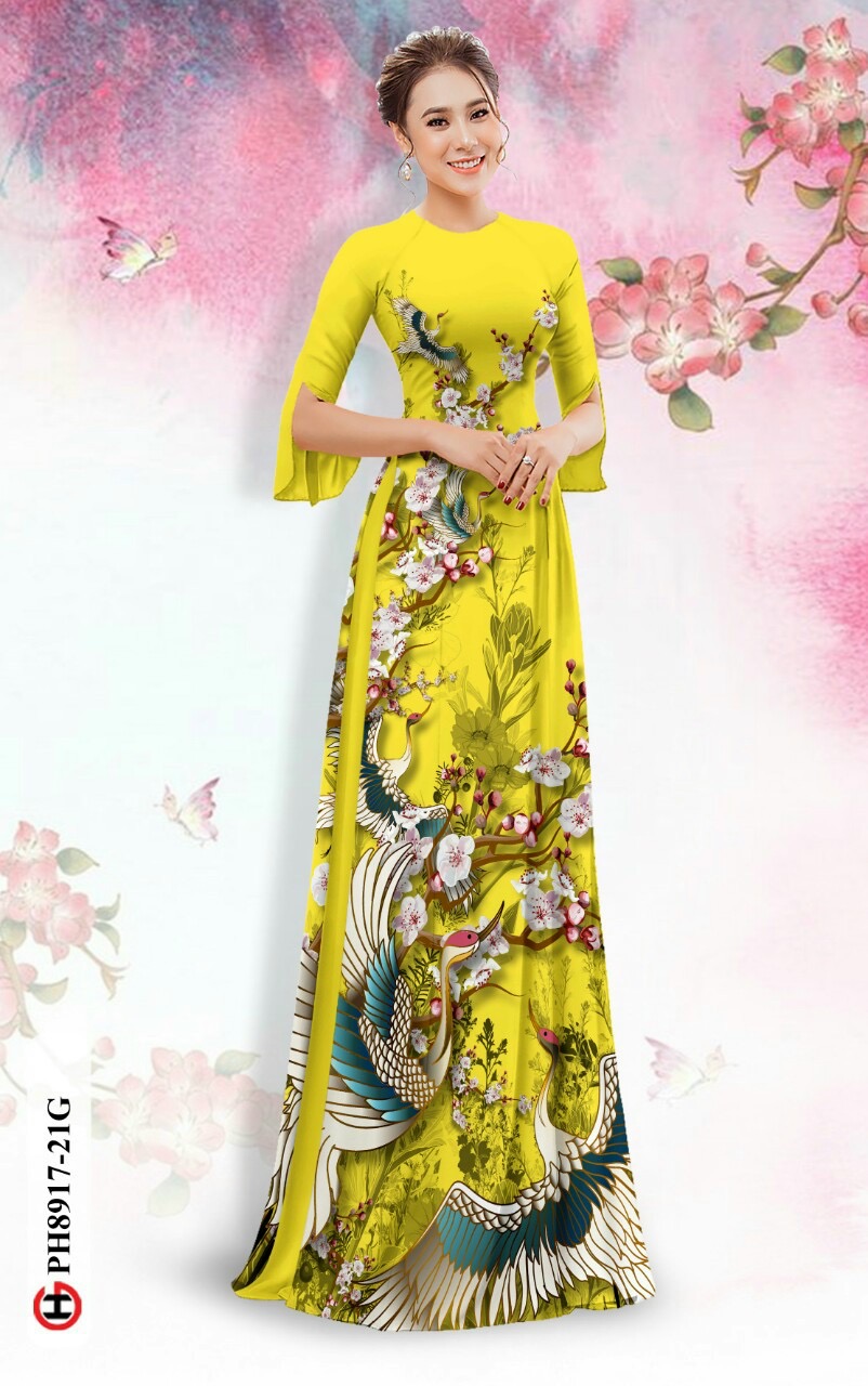 Vải áo dài hoa và chim ph8917 - Ảnh 11