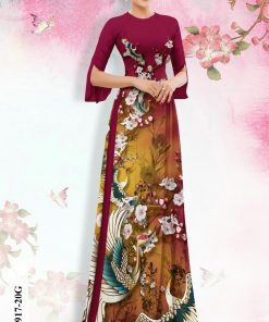 Vải áo dài hoa và chim ph8917