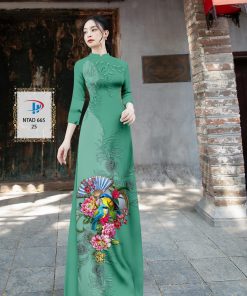Alternative view of Vải áo dài hoa và chim ntad-665