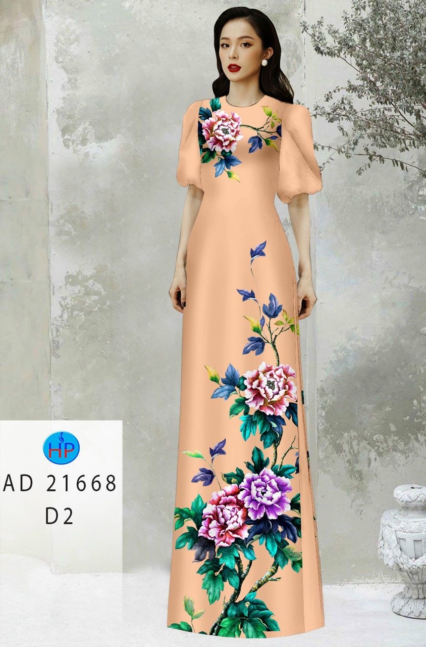 Vải áo dài hoa mẫu đơn ad 21668 - Ảnh 2
