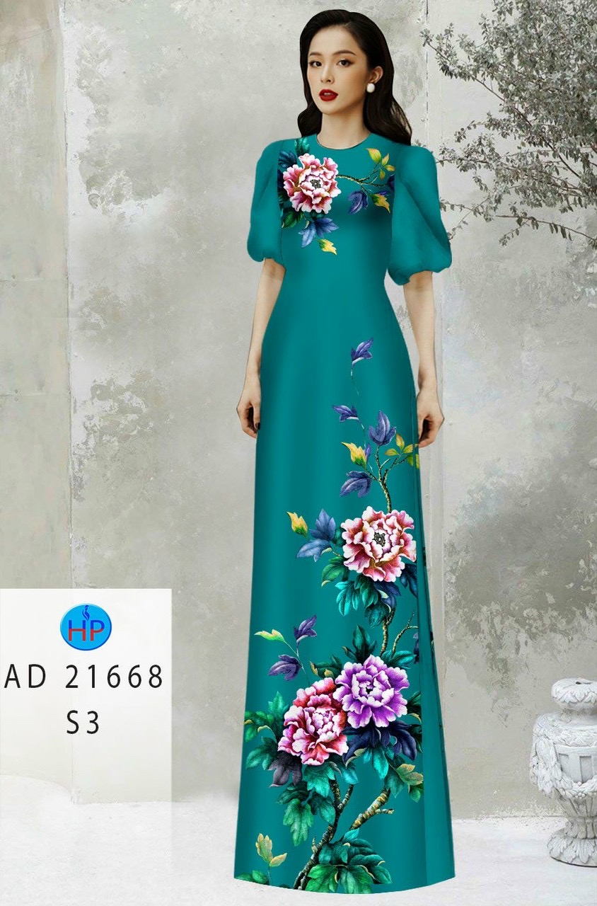 Vải áo dài hoa mẫu đơn ad 21668 - Ảnh 13