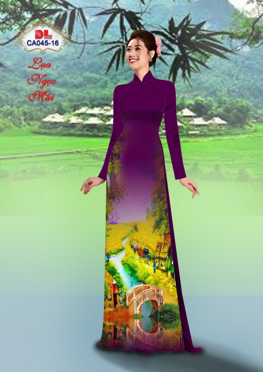 Vải áo dài phong cảnh dlca-045