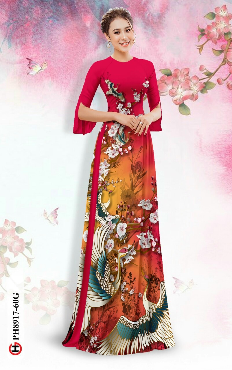 Vải áo dài hoa và chim ph8917 - Ảnh 7