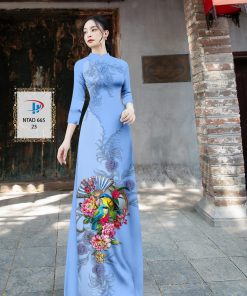 Vải áo dài hoa và chim ntad-665