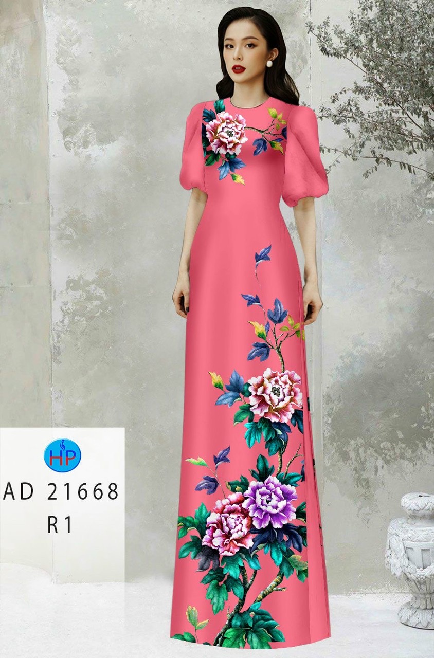 Vải áo dài hoa mẫu đơn ad 21668 - Ảnh 7