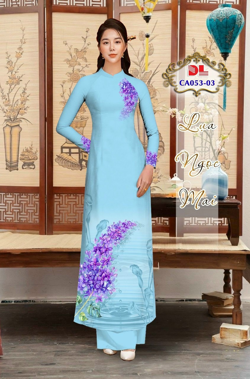 Vải áo dài lua ngoc mai hoa 3d dlca-053