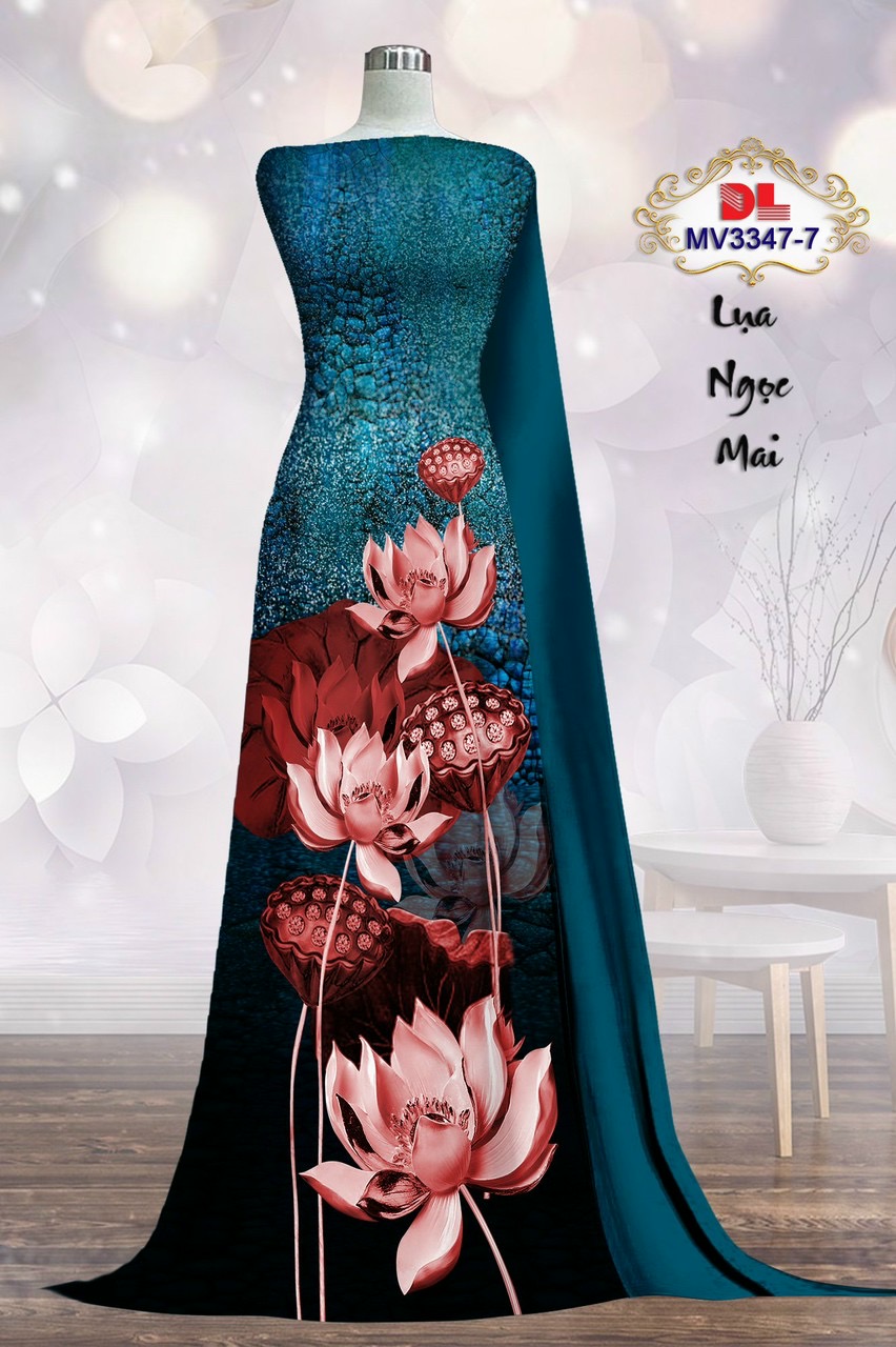 Vải áo dài lua ngoc mai hoa sen dlmv-3347 - Ảnh 6