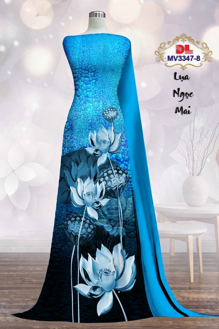 Vải áo dài lua ngoc mai hoa sen dlmv-3347 - Ảnh 3