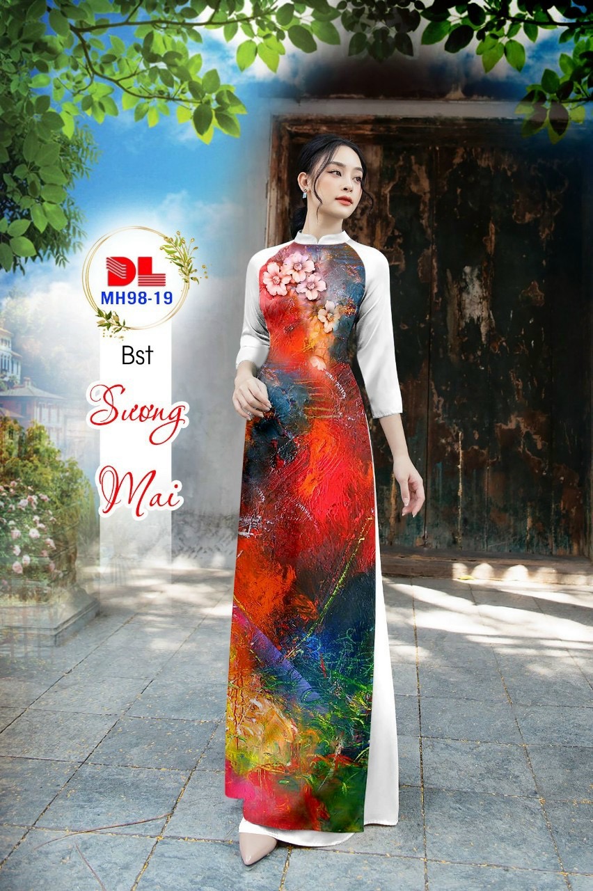 Vải áo dài lua ngoc mai hoa 3d dlmh-98 - Ảnh 4