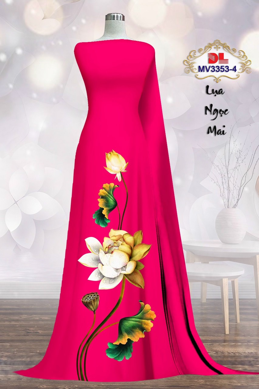 Vải áo dài lua ngoc mai hoa sen dlmv-3353 - Ảnh 10