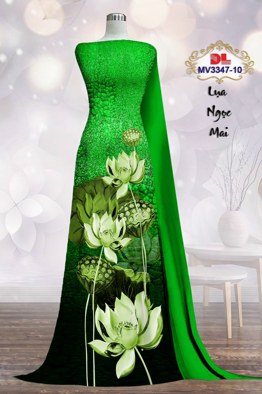 Vải áo dài lua ngoc mai hoa sen dlmv-3347 - Ảnh 14