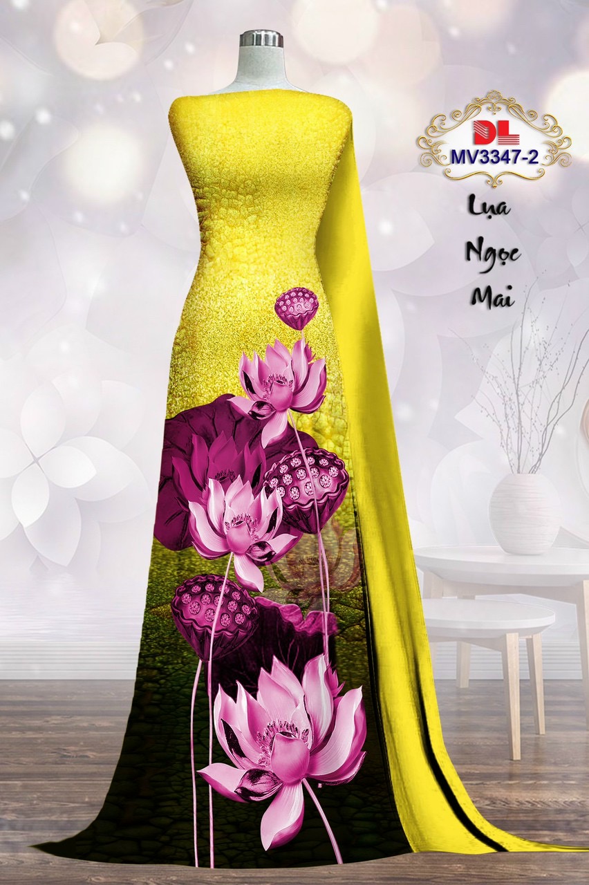 Vải áo dài lua ngoc mai hoa sen dlmv-3347 - Ảnh 8