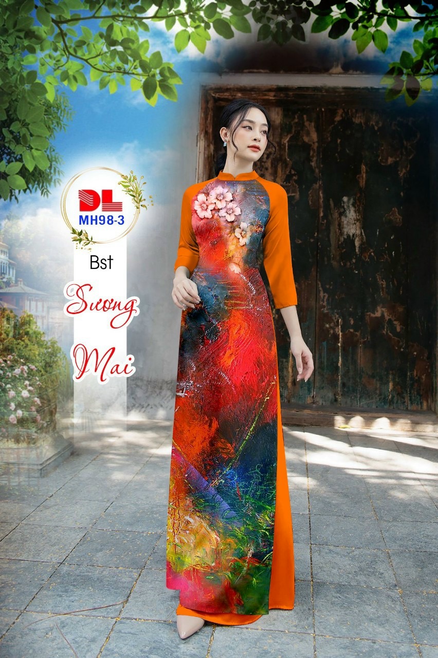Vải áo dài lua ngoc mai hoa 3d dlmh-98 - Ảnh 16
