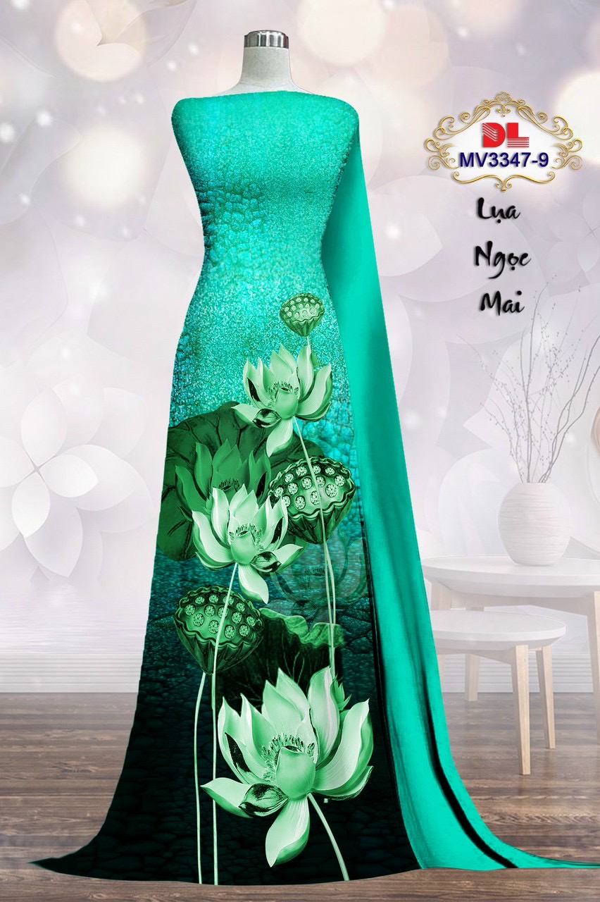 Vải áo dài lua ngoc mai hoa sen dlmv-3347 - Ảnh 11