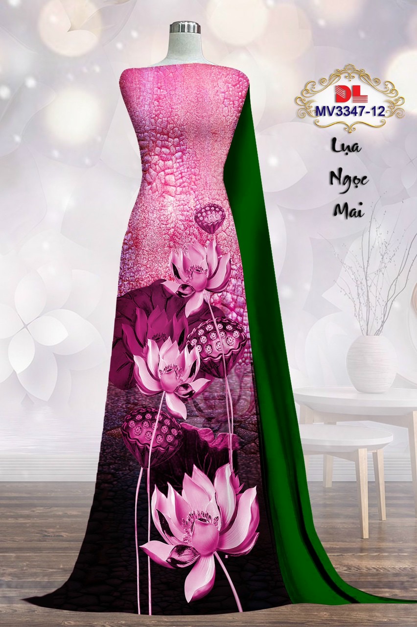 Vải áo dài lua ngoc mai hoa sen dlmv-3347 - Ảnh 5