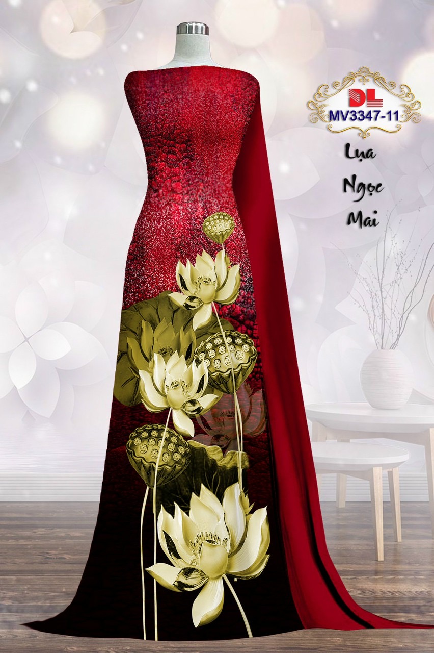 Vải áo dài lua ngoc mai hoa sen dlmv-3347 - Ảnh 4
