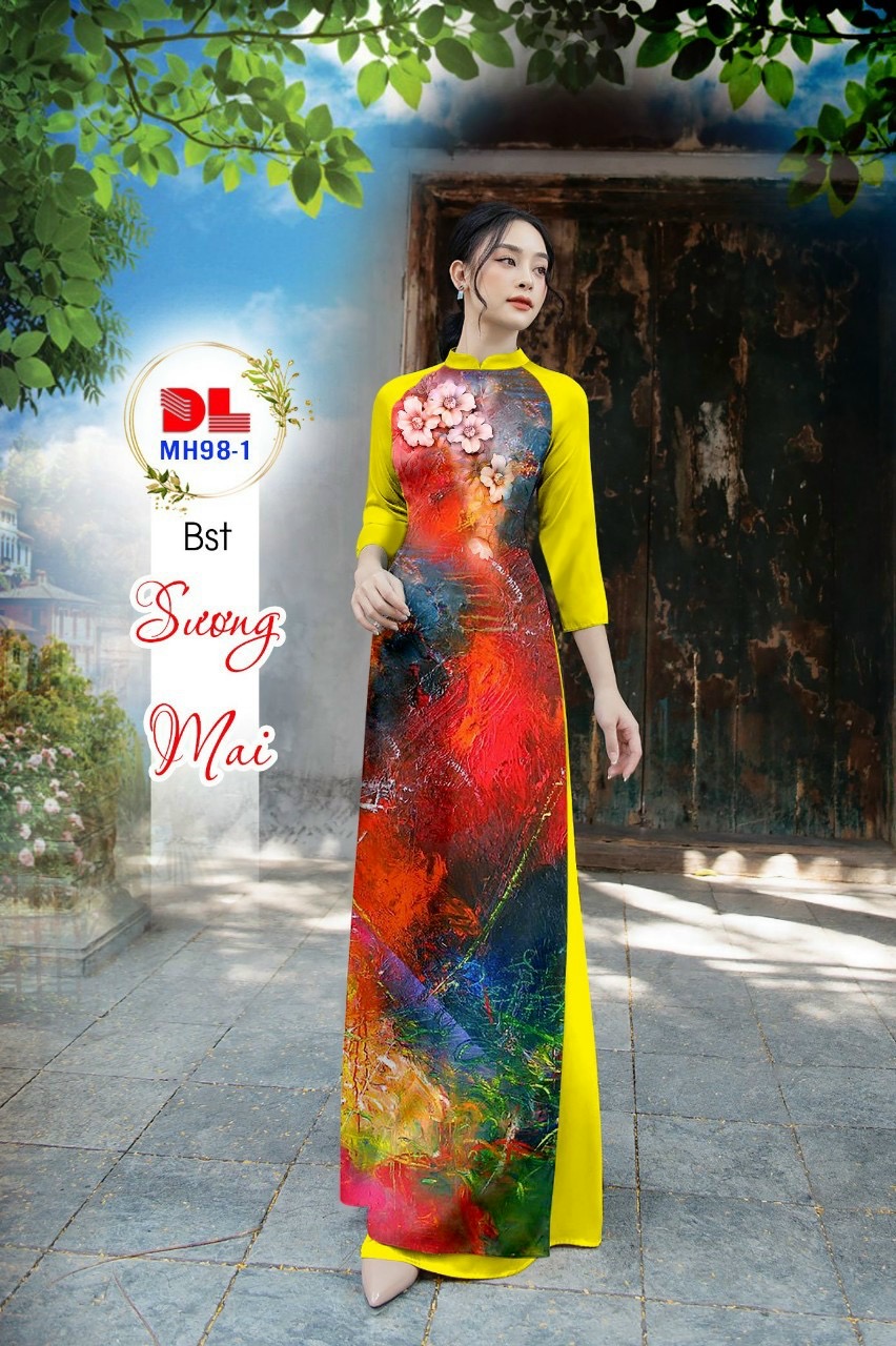 Vải áo dài lua ngoc mai hoa 3d dlmh-98