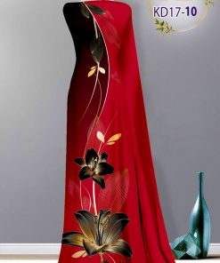 Vải áo dài lua ngoc mai, hoa 3d dlkd-17