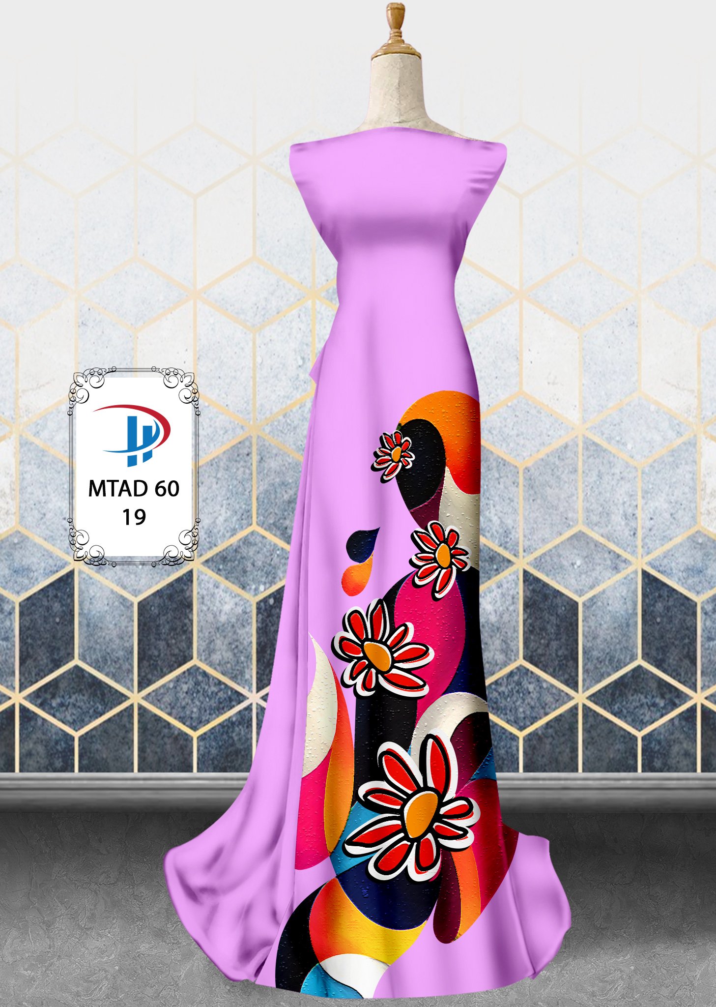 Vải áo dài hoa 3d mtad-60 - Ảnh 8