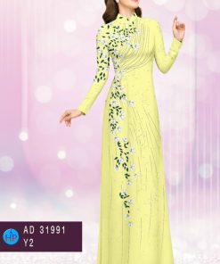 Vải áo dài hoa 3d ad 31991
