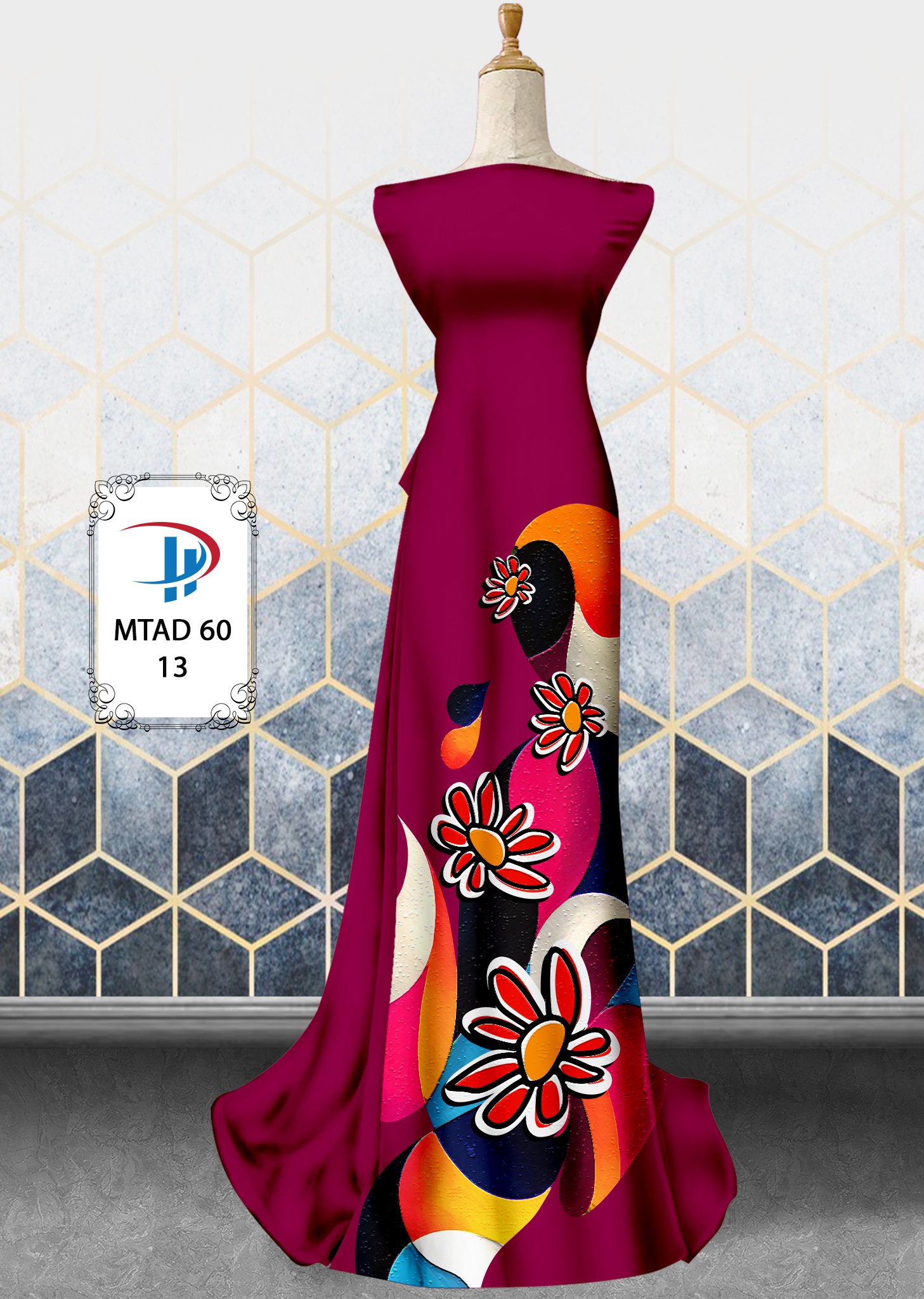 Vải áo dài hoa 3d mtad-60 - Ảnh 23