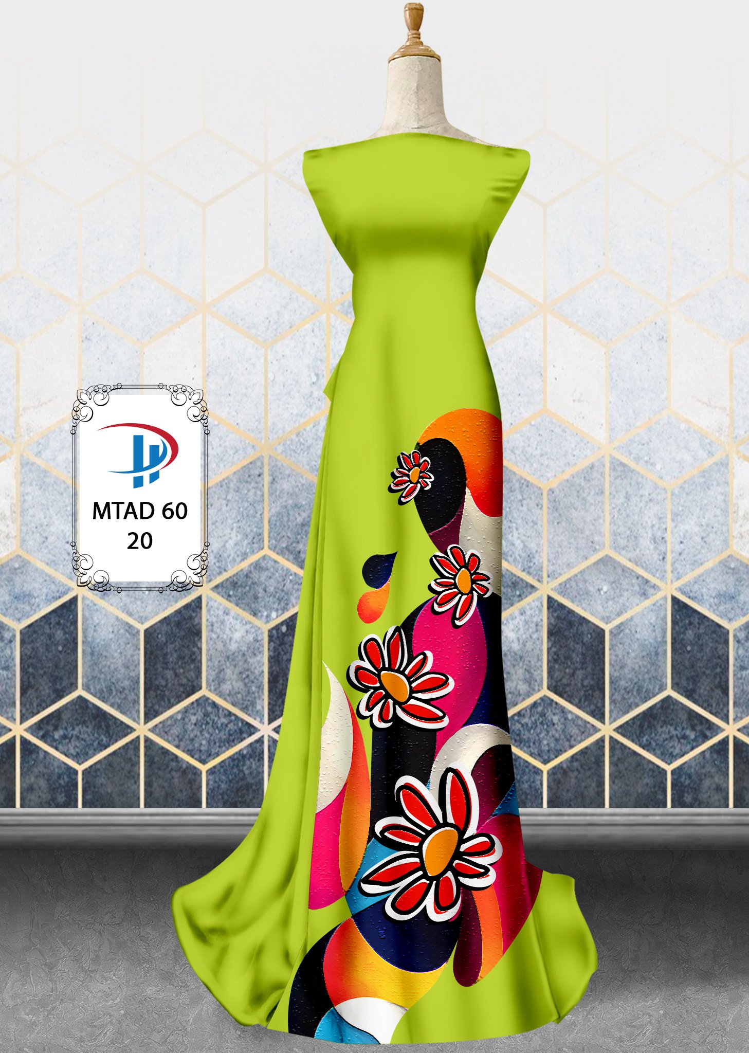 Vải áo dài hoa 3d mtad-60 - Ảnh 7