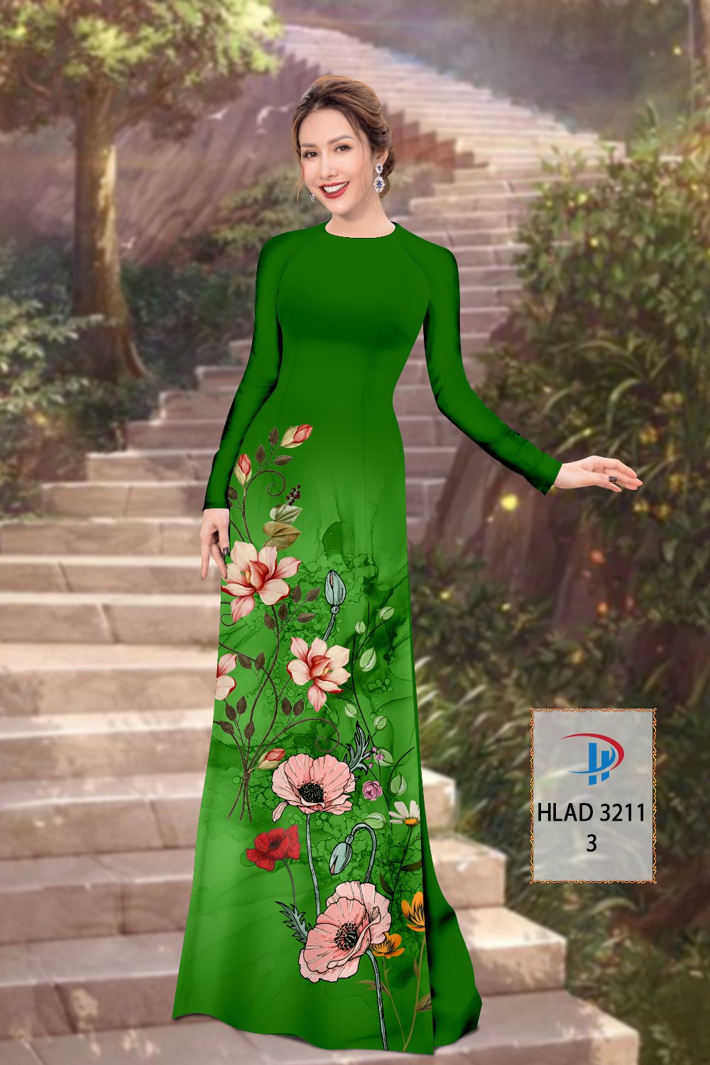 Vải áo dài hoa 3d hlad-3211 - Ảnh 15