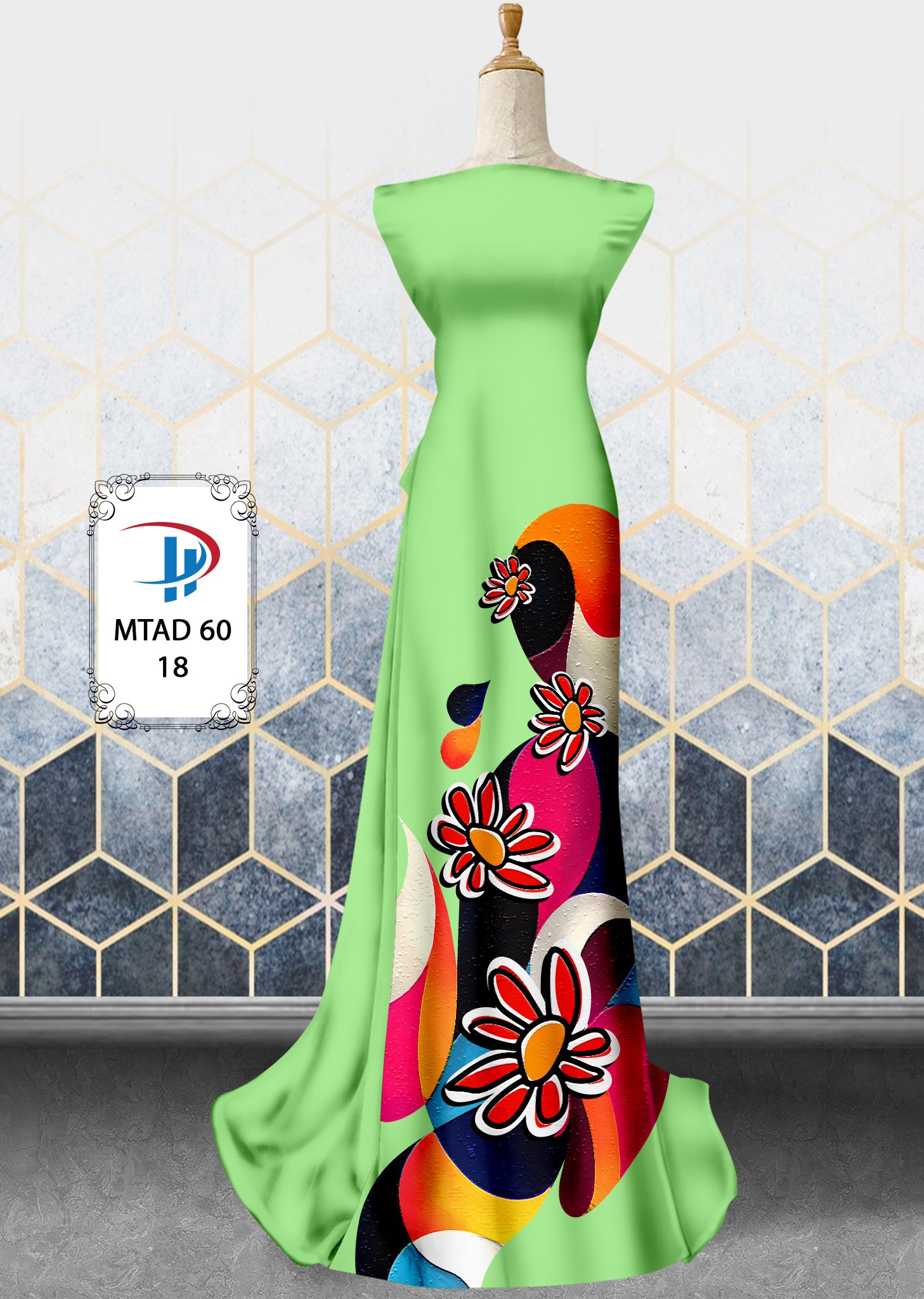 Vải áo dài hoa 3d mtad-60 - Ảnh 9