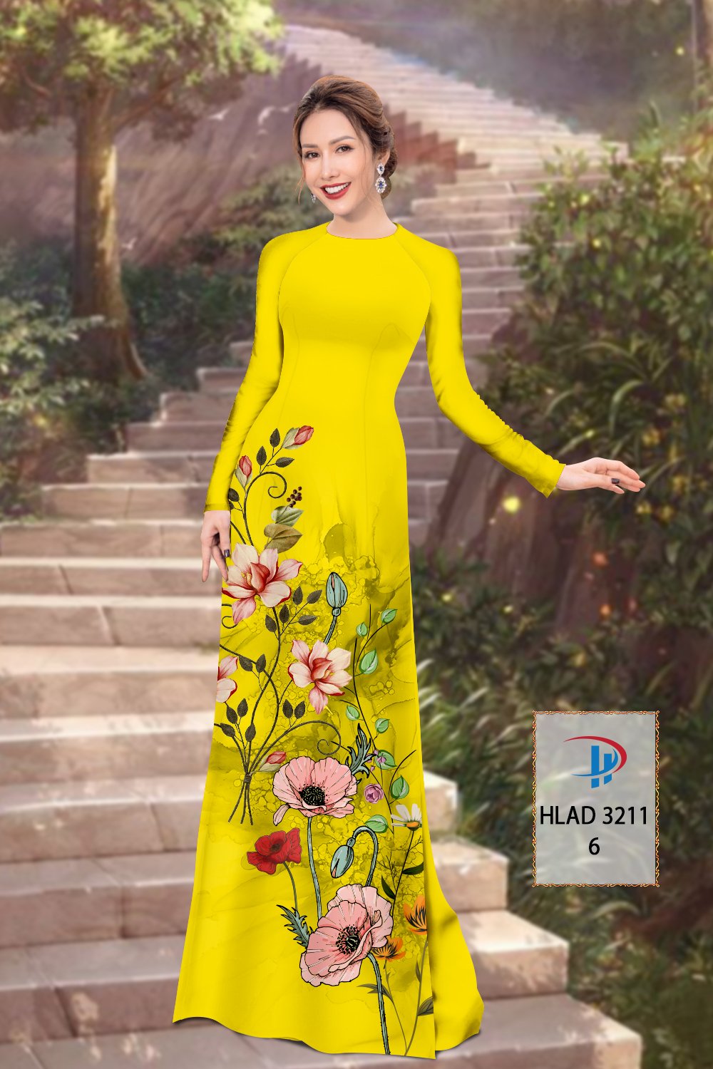 Vải áo dài hoa 3d hlad-3211 - Ảnh 18