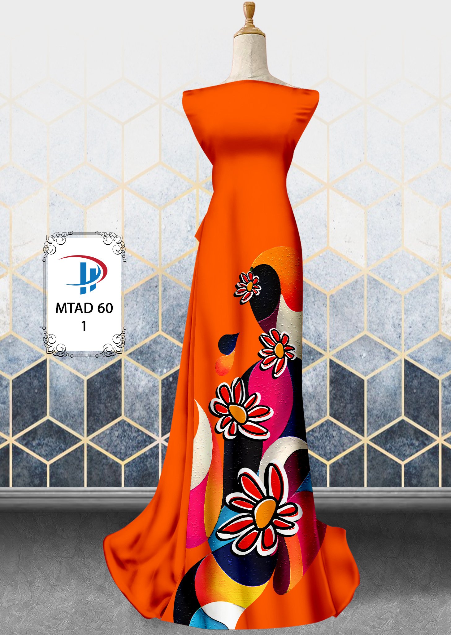 Vải áo dài hoa 3d mtad-60 - Ảnh 13