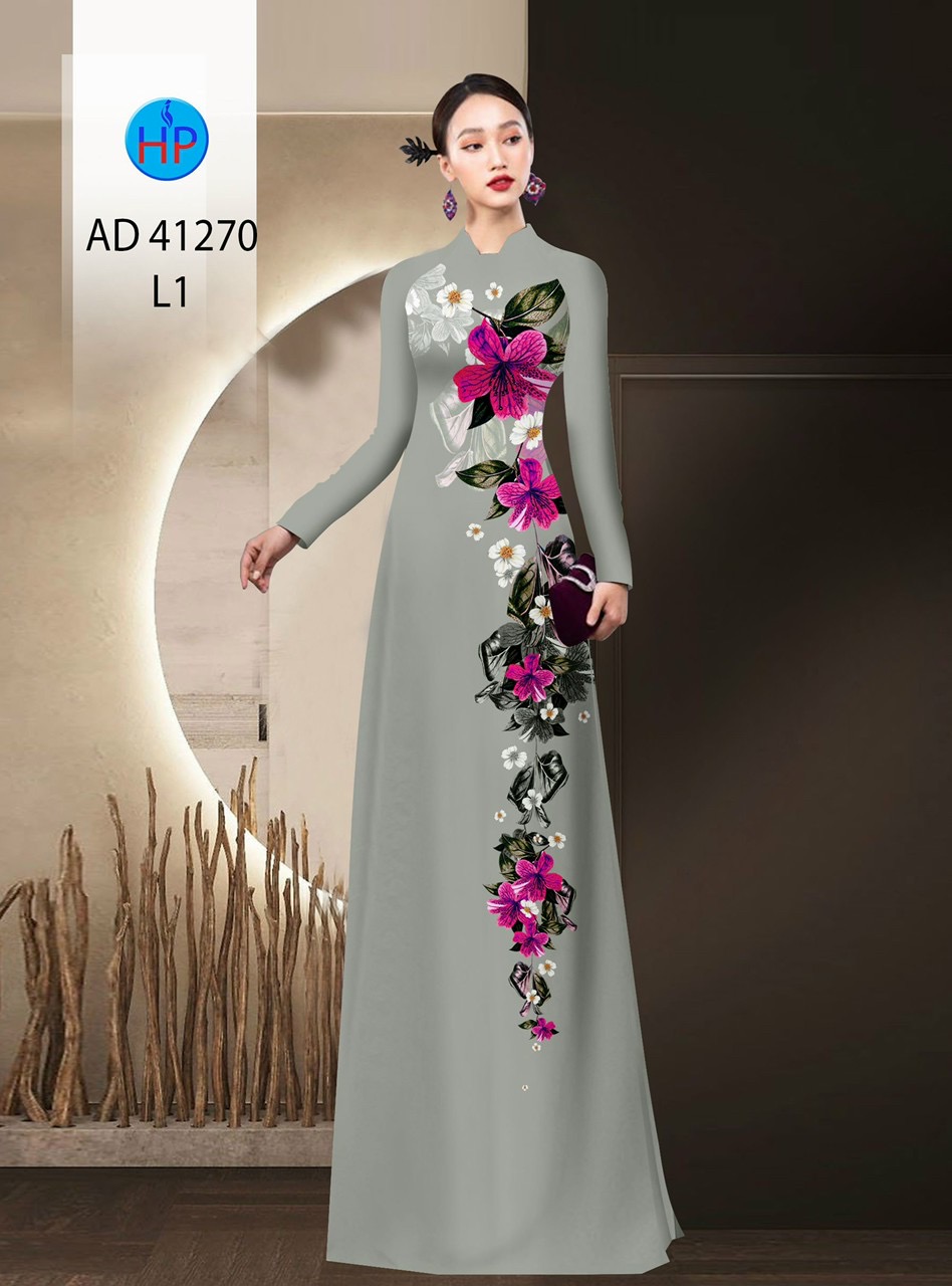 Vải áo dài hoa 3d ad 41270 - Ảnh 11