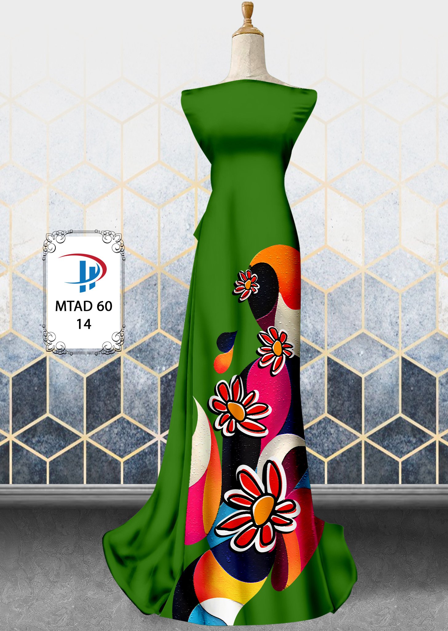 Vải áo dài hoa 3d mtad-60 - Ảnh 4