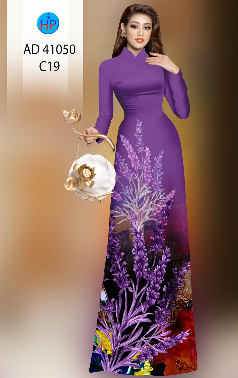 Vải áo dài hoa 3d ad 41050