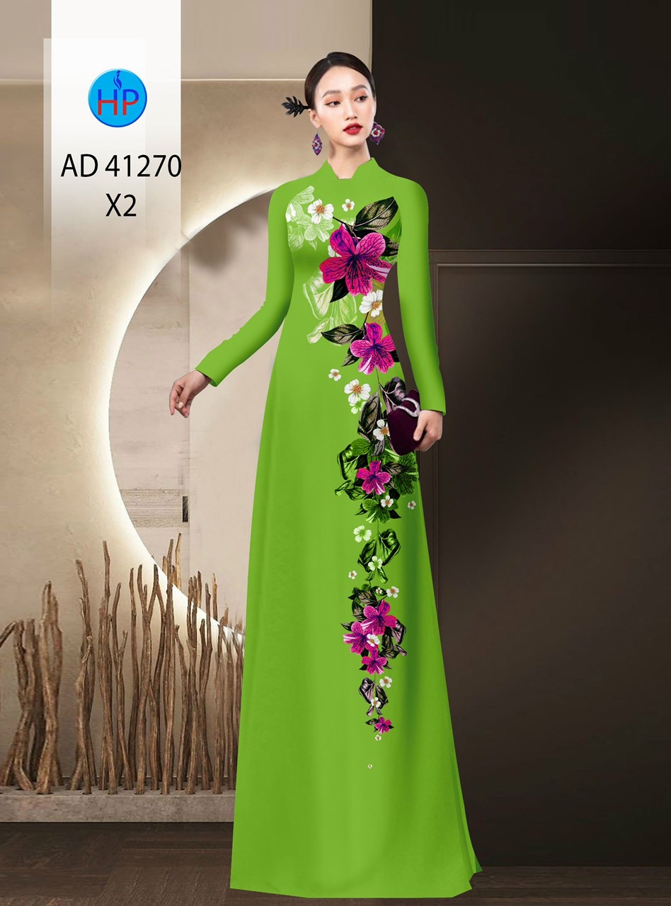 Vải áo dài hoa 3d ad 41270 - Ảnh 14