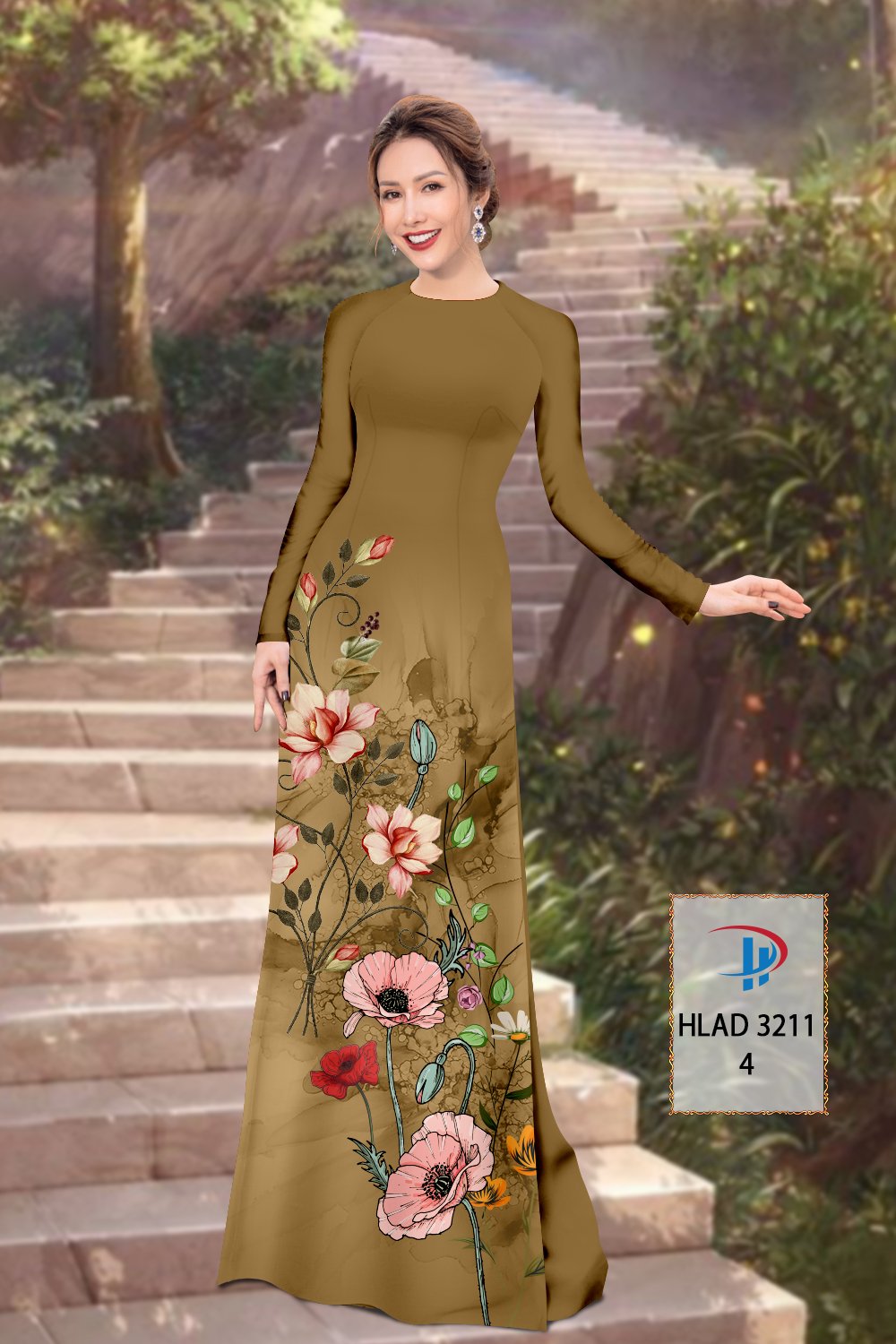 Vải áo dài hoa 3d hlad-3211 - Ảnh 24