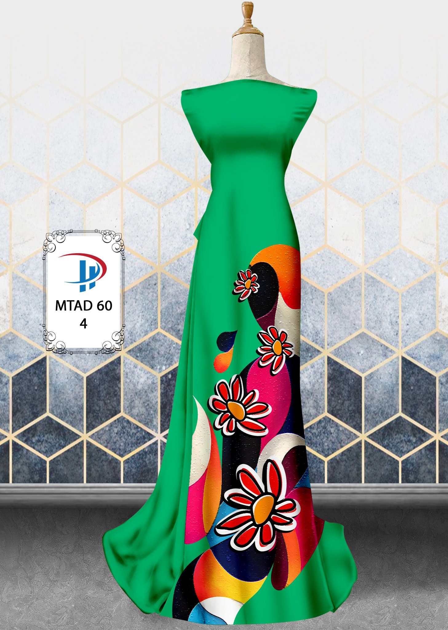 Vải áo dài hoa 3d mtad-60 - Ảnh 15