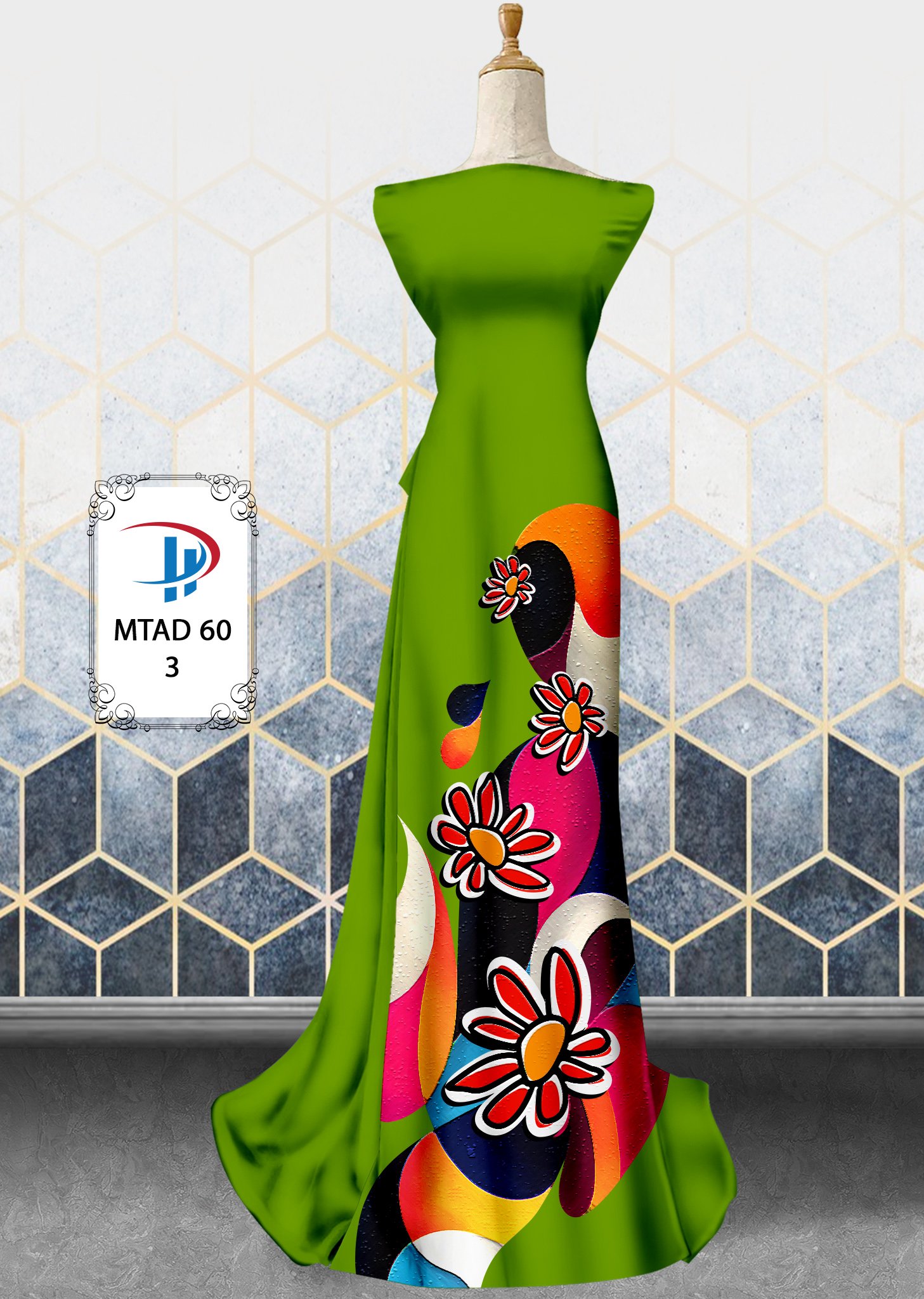 Vải áo dài hoa 3d mtad-60 - Ảnh 14