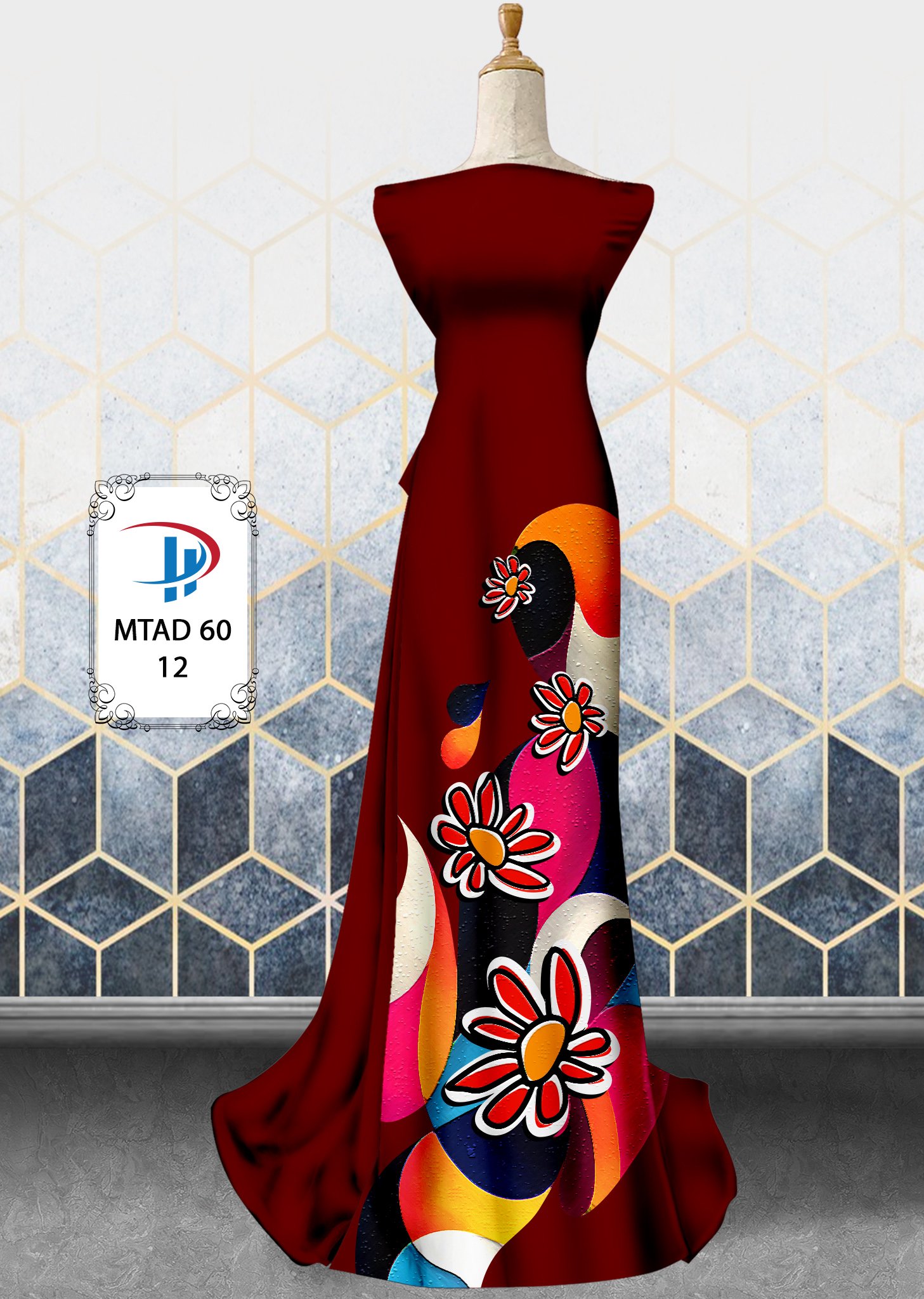 Vải áo dài hoa 3d mtad-60 - Ảnh 24