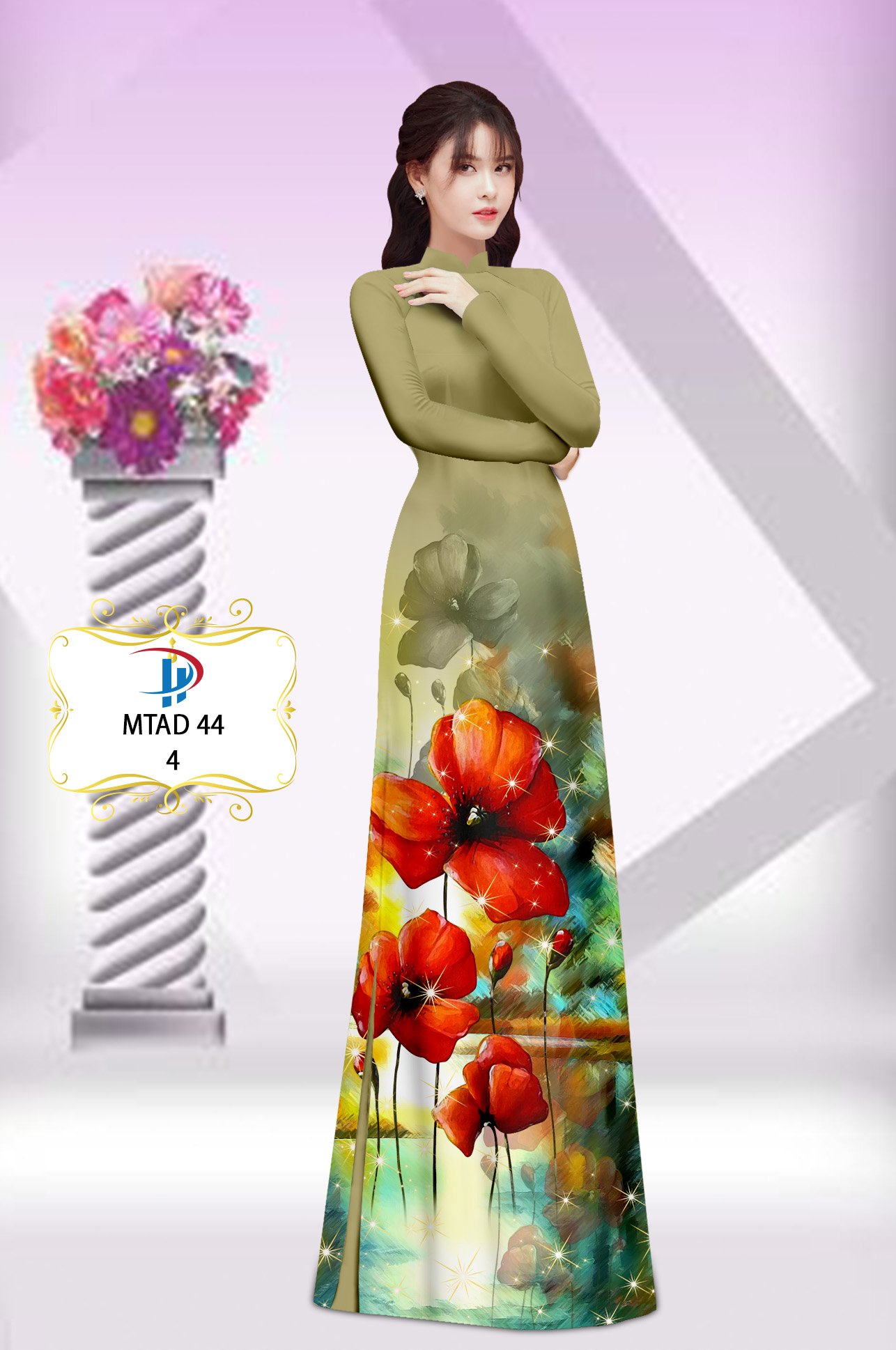 Vải áo dài hoa poppy mtad-44 - Ảnh 17