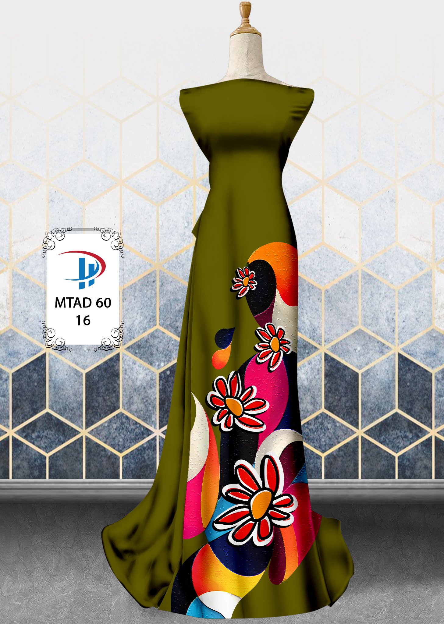 Vải áo dài hoa 3d mtad-60 - Ảnh 5