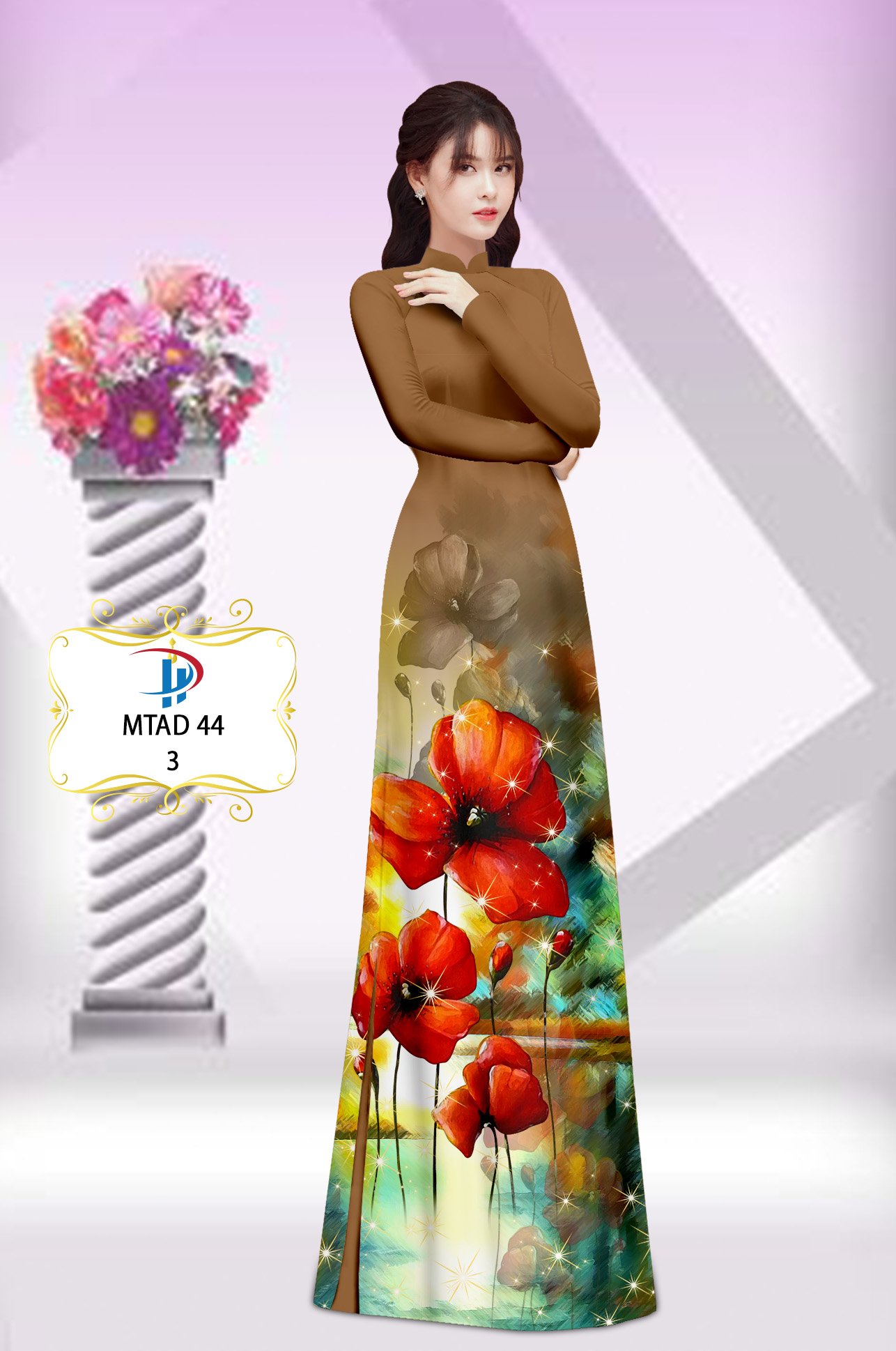 Vải áo dài hoa poppy mtad-44 - Ảnh 18