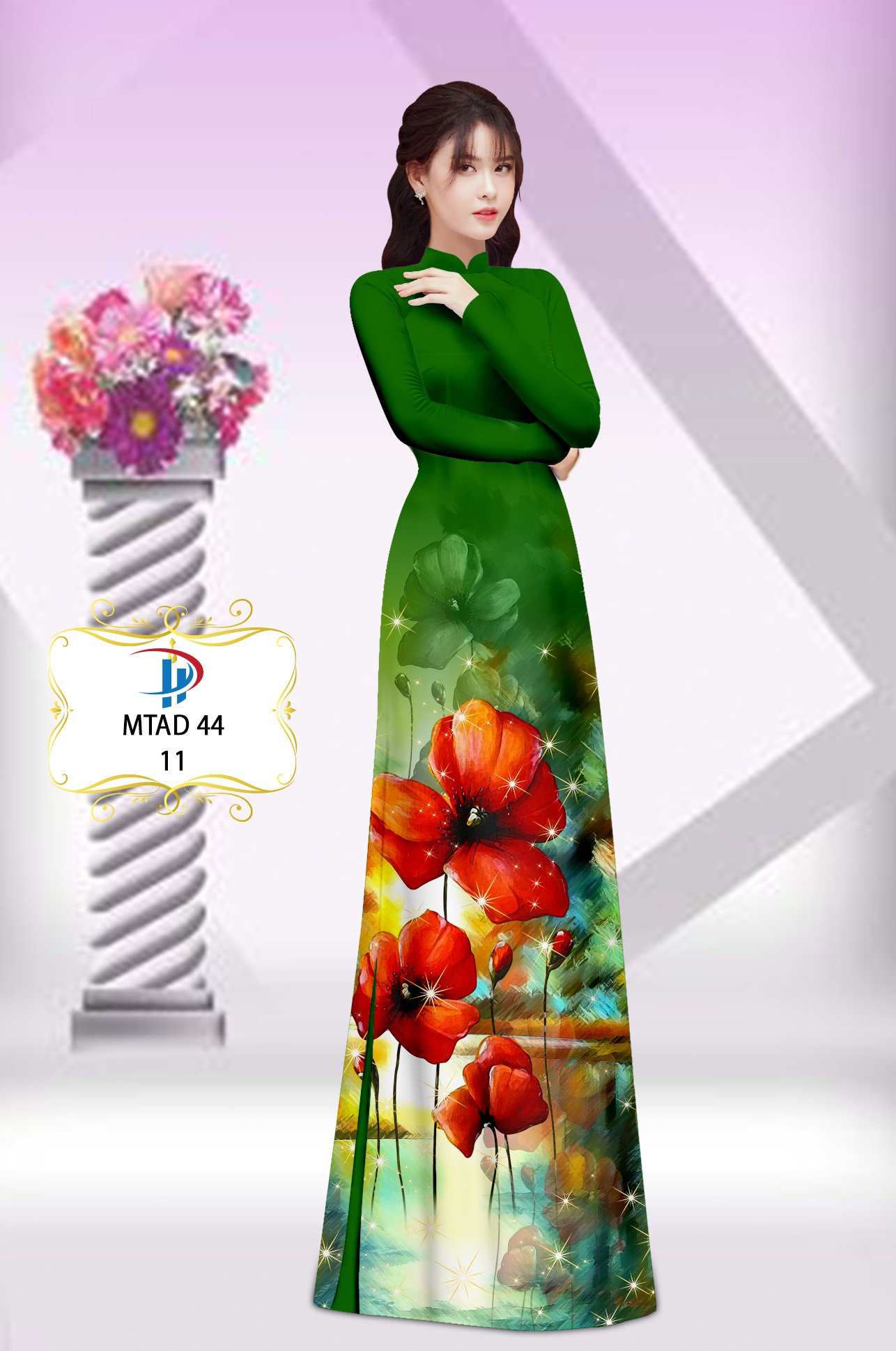 Vải áo dài hoa poppy mtad-44 - Ảnh 7