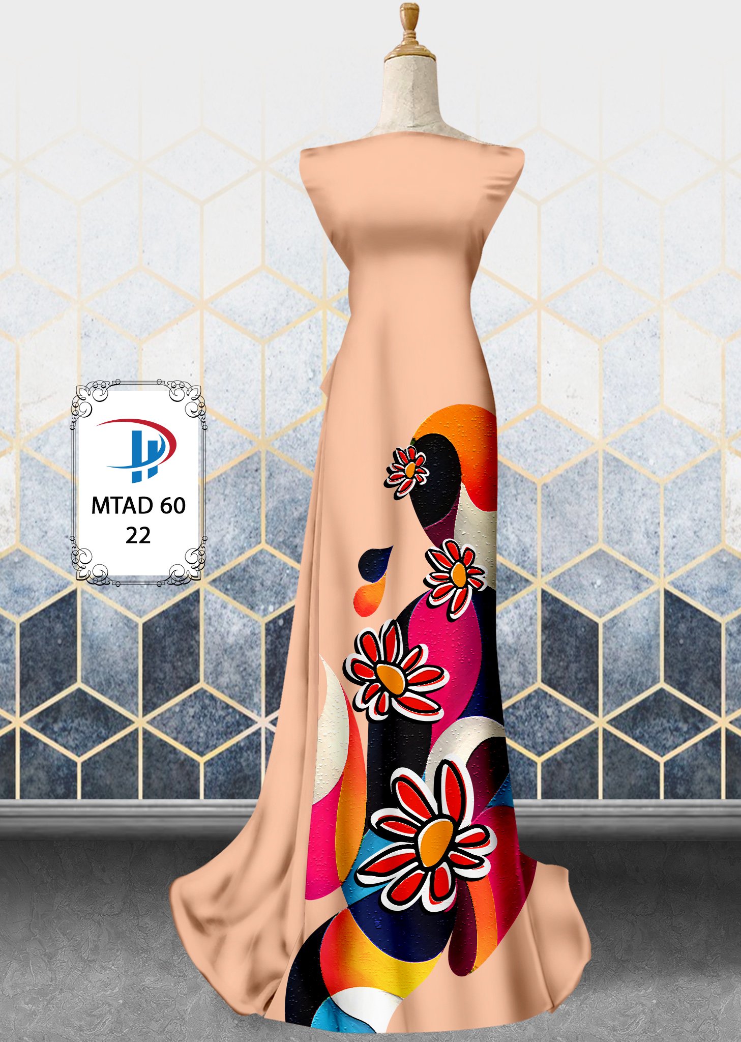 Vải áo dài hoa 3d mtad-60 - Ảnh 11